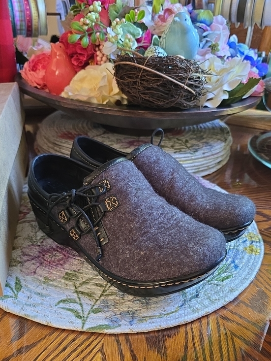 Born Shoes - Women’s Casual Felt Slip-On Clog in Dark Gray